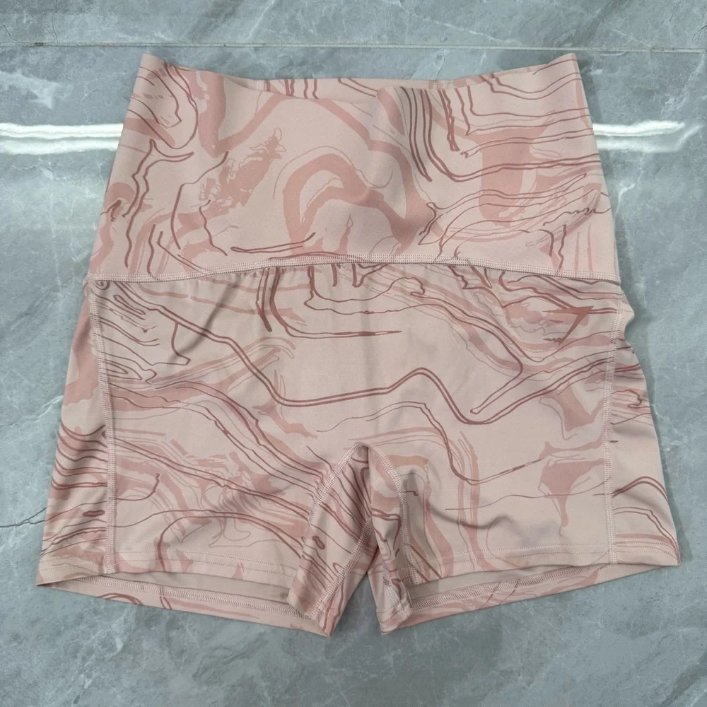 Women’s Gymshark Marbled Biker Shorts Butt Scrunch Lifting Training Size Large - Picture 1 of 14